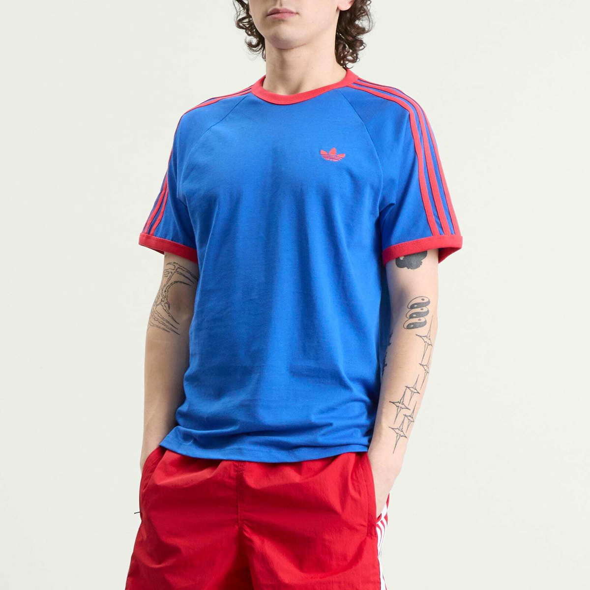 Adidas Men's 3 Stripe T-Shirt in Blue