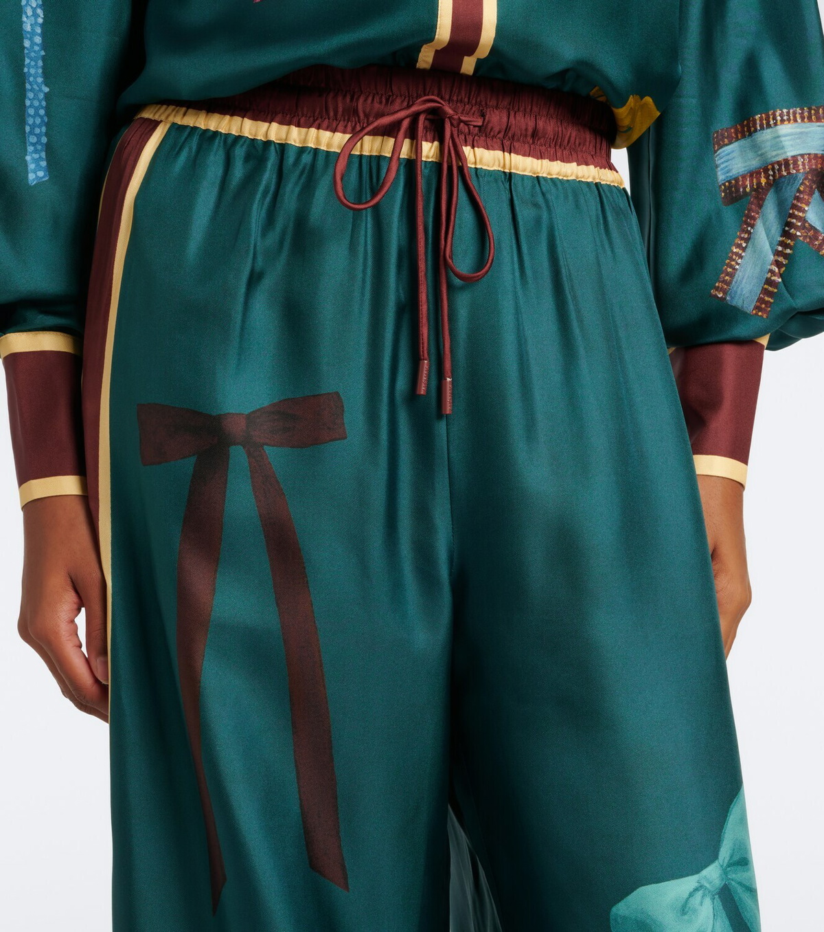 Alémais Rosette printed silk twill palazzo pants