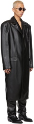 LU'U DAN SSENSE Exclusive Black Faux-Leather Tailored Coat