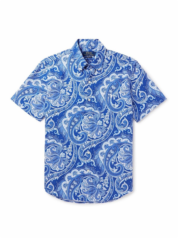 Photo: Polo Ralph Lauren - Button-Down Collar Paisley-Print Cotton Oxford Shirt - Blue