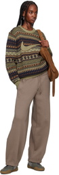 Nike Taupe Mid-Rise Oversized Tapered Sweatpants