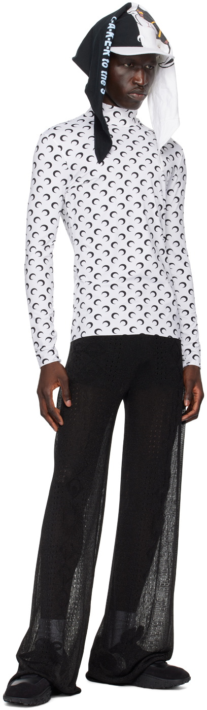 Marine Serre White All Over Moon Turtleneck