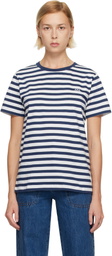 A.P.C. White & Navy Standard 'A.P.C. Brodé' T-shirt