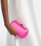 Self-Portrait Bow embellished satin clutch