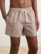 Frescobol Carioca - Straight-Leg Mid-Length Printed Recycled Swim Shorts - Brown