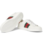 Gucci - Ace Watersnake-Trimmed Appliquéd Leather Sneakers - Men - White