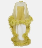 Taller Marmo Daisy feather-trimmed organza kaftan