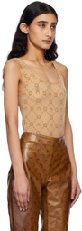 Marine Serre Beige Recycled Mesh Flock Bodysuit