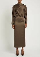 Staud Phoebe Draped Stretch-silk Dress Taupe