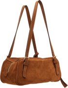 Versace Brown 'Versace Tag' Suede Bowling Bag