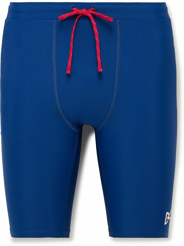 Photo: DISTRICT VISION - TomTom Speed Tight Stretch Recycled-Jersey Shorts - Blue