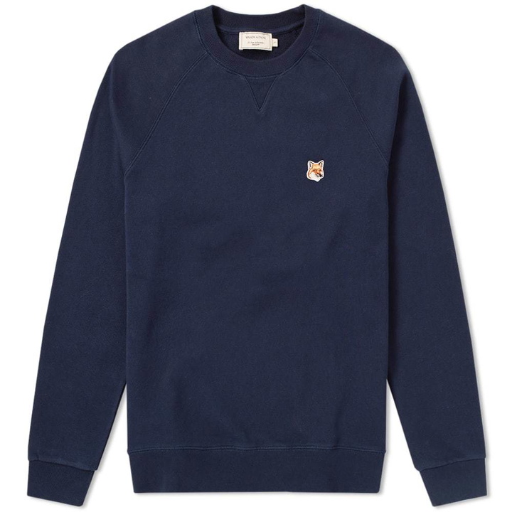 Photo: Maison Kitsun&eacute; Fox Head Patch Crew Sweat Blue