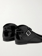 SAINT LAURENT - Dixon Croc-Effect Patent-Leather Boots - Black