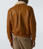 Burberry Shearling-trimmed leather bomber jacket