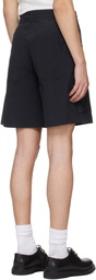 Serapis Black Riveted Nylon Cargo Shorts