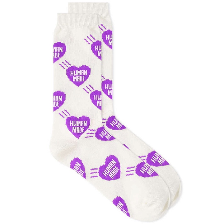 Photo: Human Made Men's Heart Pattern Sock in Purple