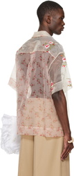 Simone Rocha Pink Sheer Patchwork Boxy Shirt