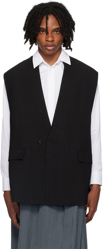 Photo: Jil Sander Black Single-Breasted Vest
