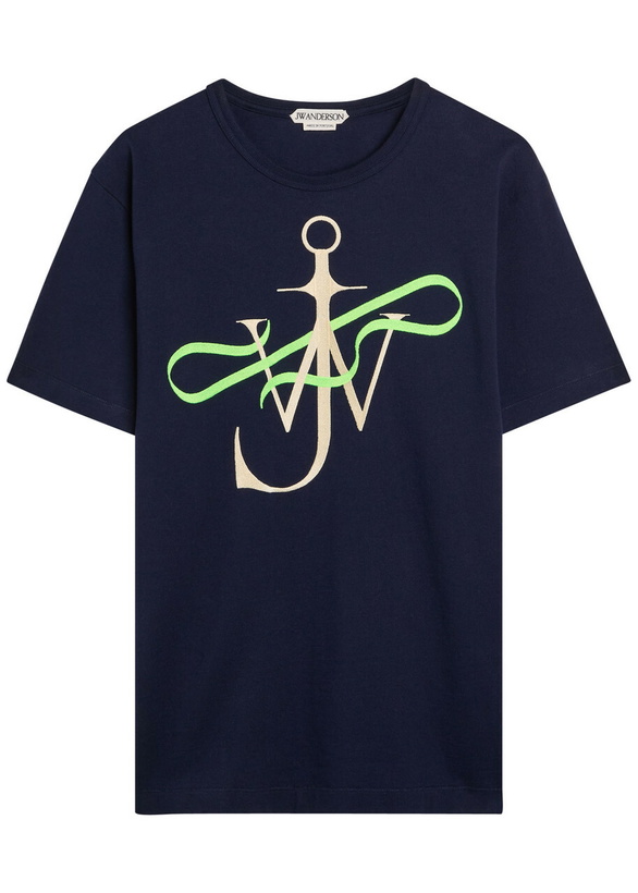 Photo: JW Anderson Ribbon Anchor Embroidered Cotton T-shirt Navy