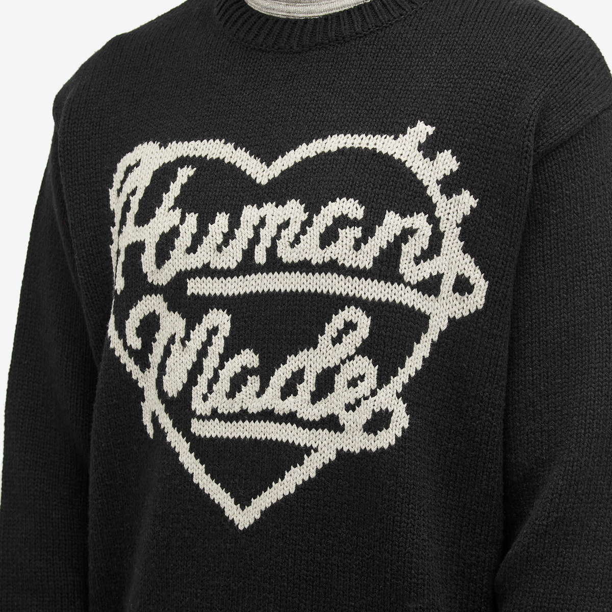 Human Made Men's Knitted Heart Crew Neck Jumper in Black Human Made