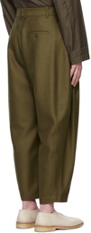 Hed Mayner Khaki Wool 8 Pleat Trousers