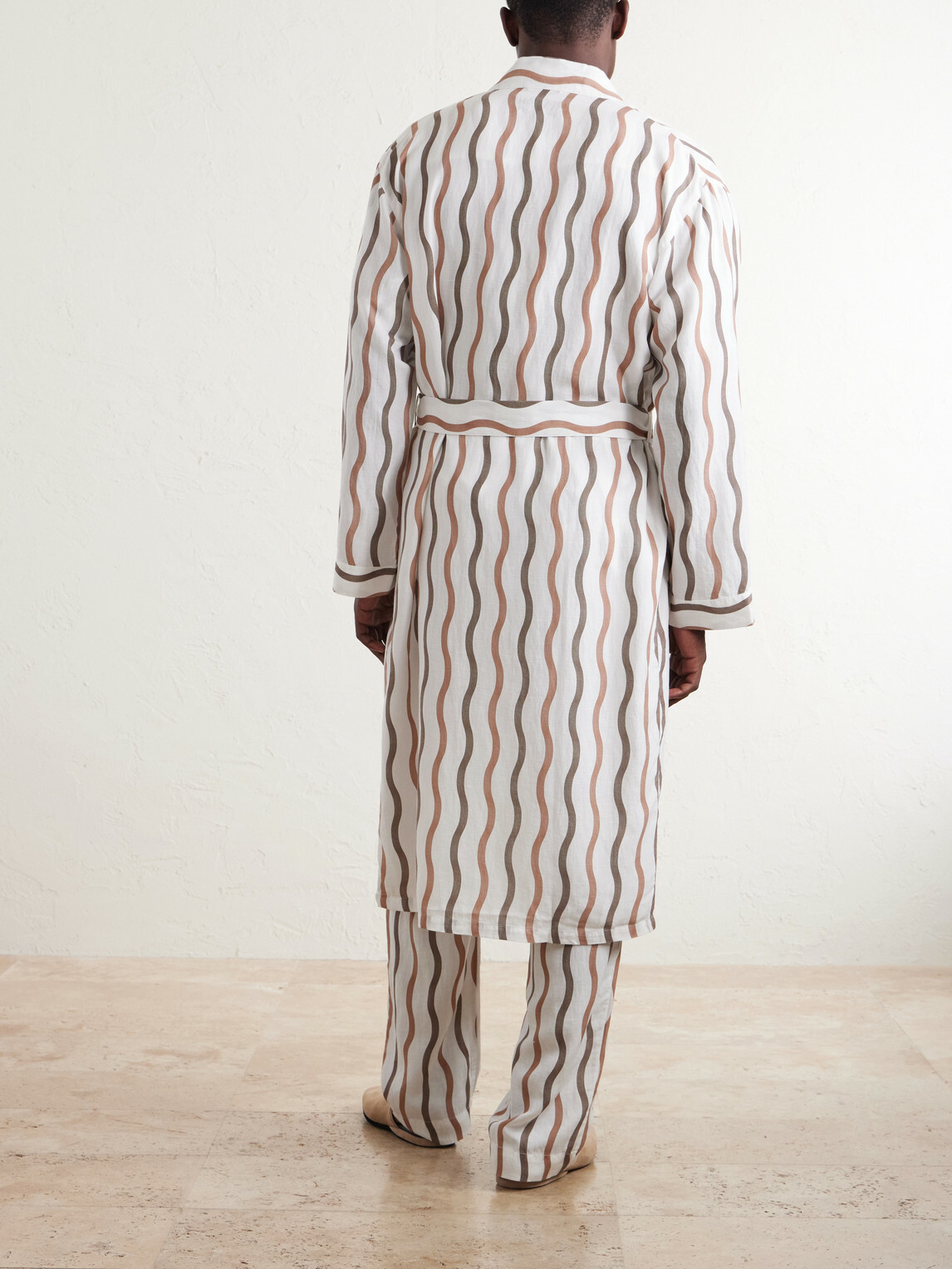 Frescobol Carioca - La Marzocco Striped Belted Tencel® and Linen-Blend Pyjamas - Neutrals
