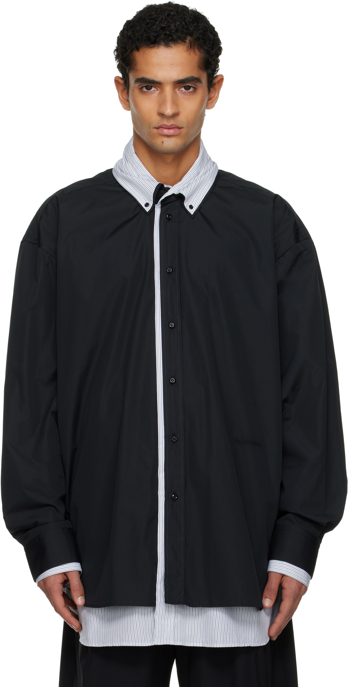 ALAINPAUL Black Double-Layered L/S Overshirt