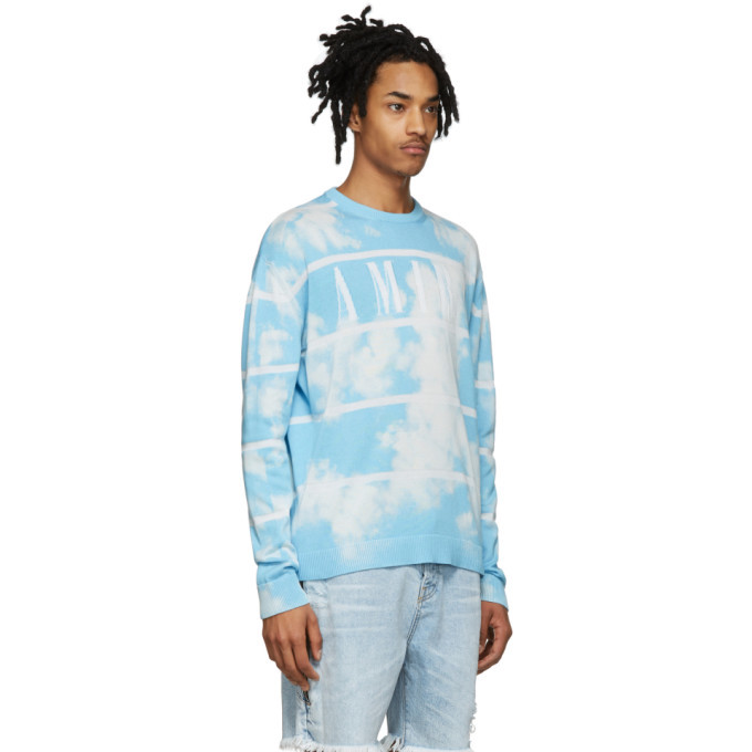 Amiri Blue and White Cashmere Striped Sweater Amiri