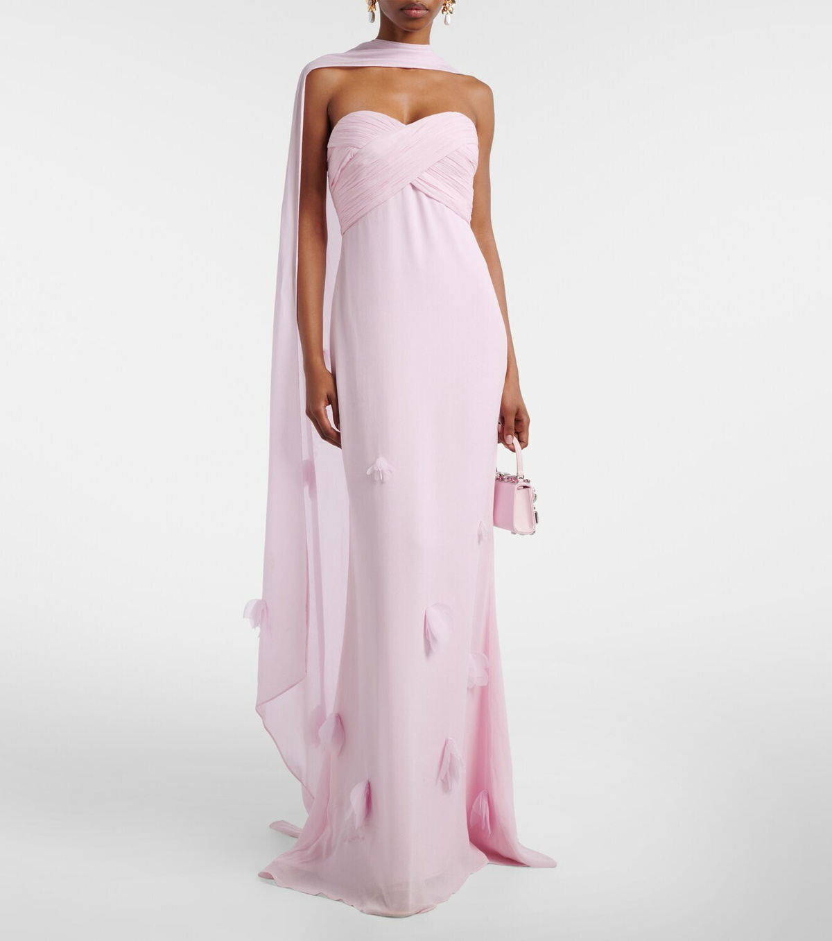 Self-Portrait Scarf-detail georgette gown