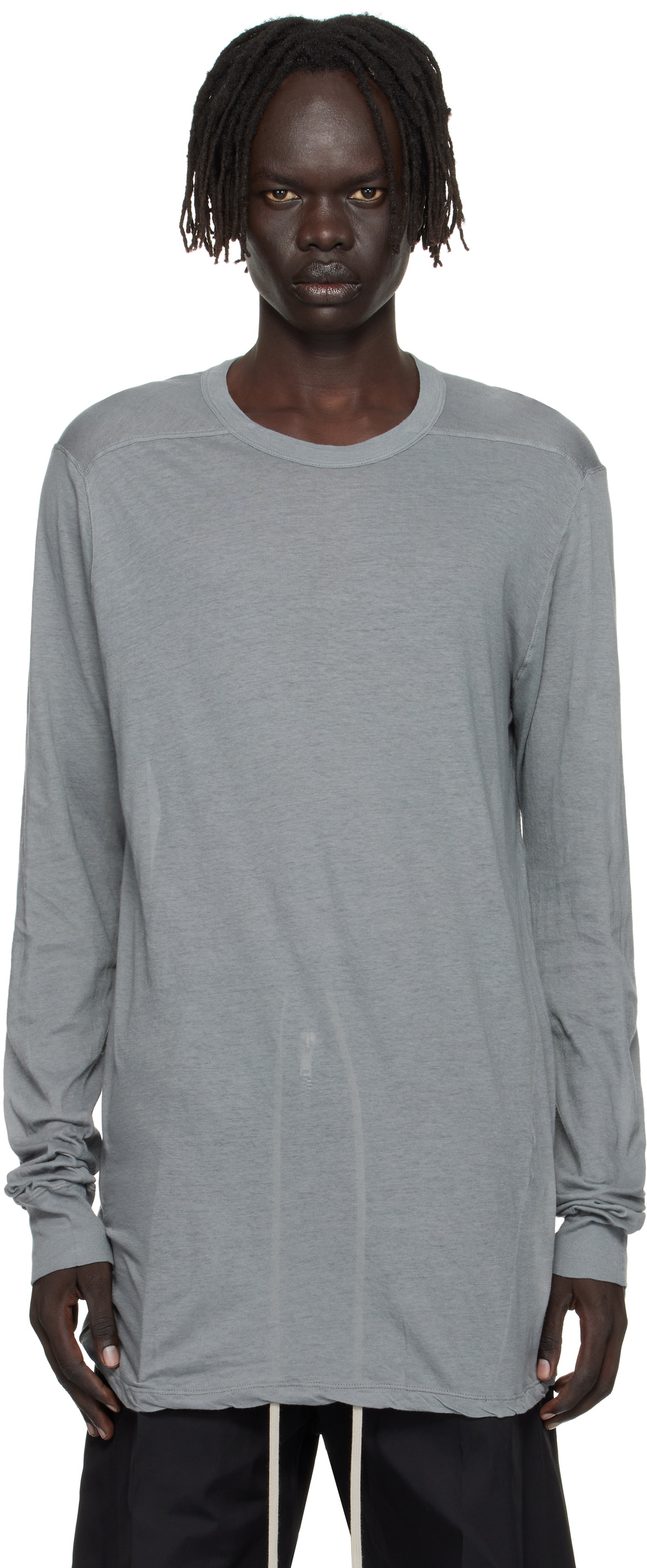 トップス Rick Owens Dylan sleeve T Rick Owens Black Dylan Long Sleeve T-Shirt Rick Owens