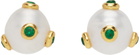 VEERT Gold Polka Dot Pearl Earrings