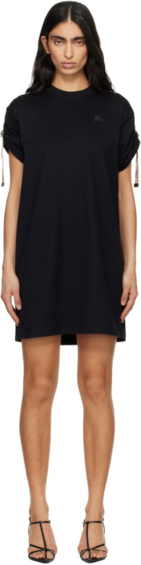 Photo: Burberry Black Check Trim Cotton T-shirt Minidress