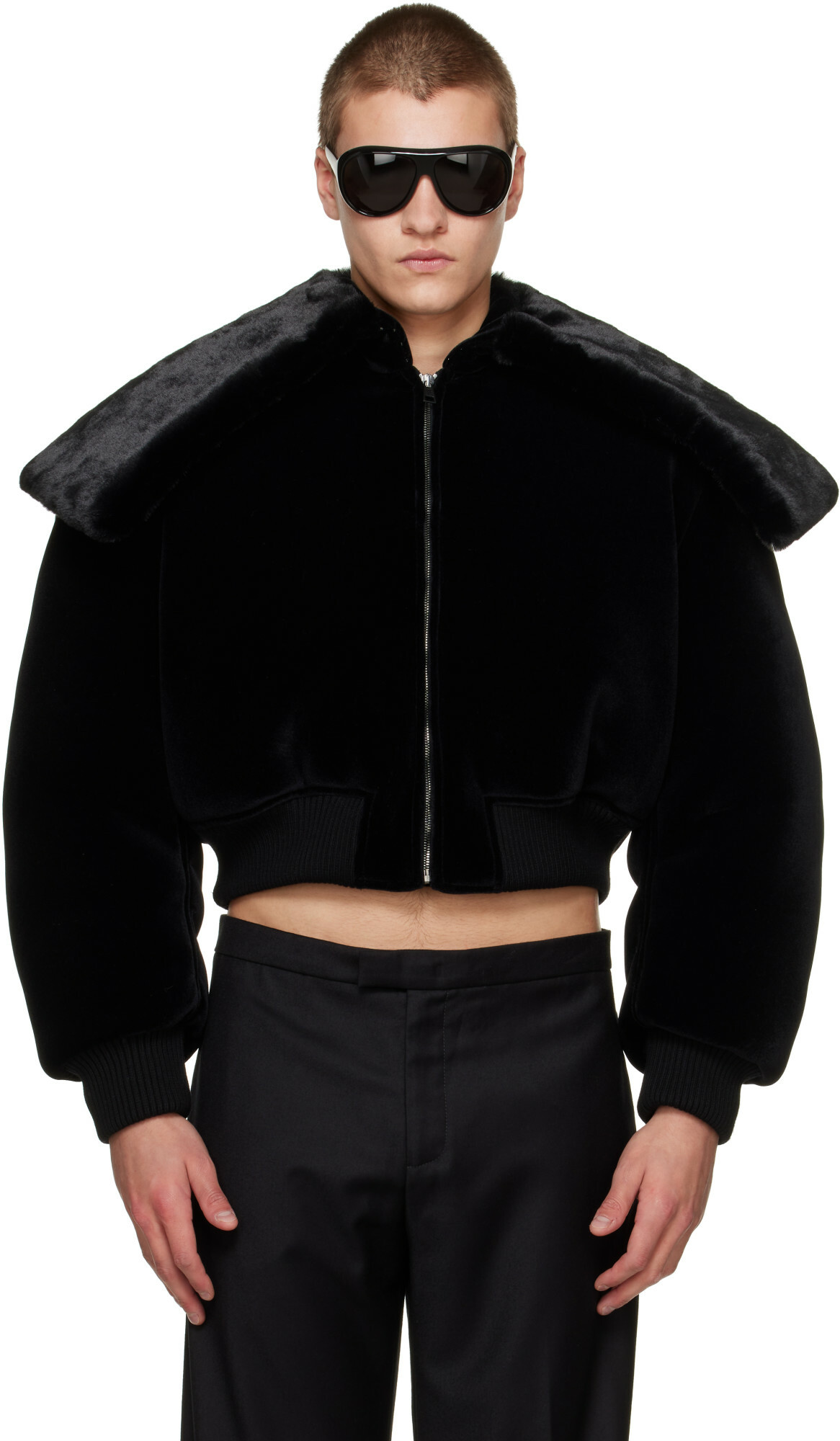Jean Paul Gaultier Black 'The Fur' Bomber Jacket