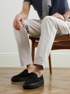 Mulo - Leather-Trimmed Suede Slip-On Sneakers - Black