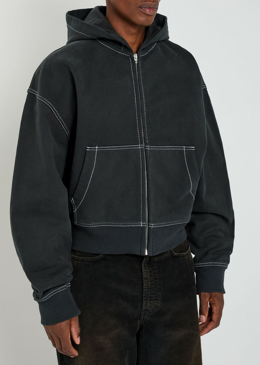 Acne Studios Logo-embroidered Hooded Cotton Sweatshirt Black