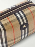 Burberry - Logo-Appliquéd Leather-Trimmed Checked Coated-Canvas Wash Bag
