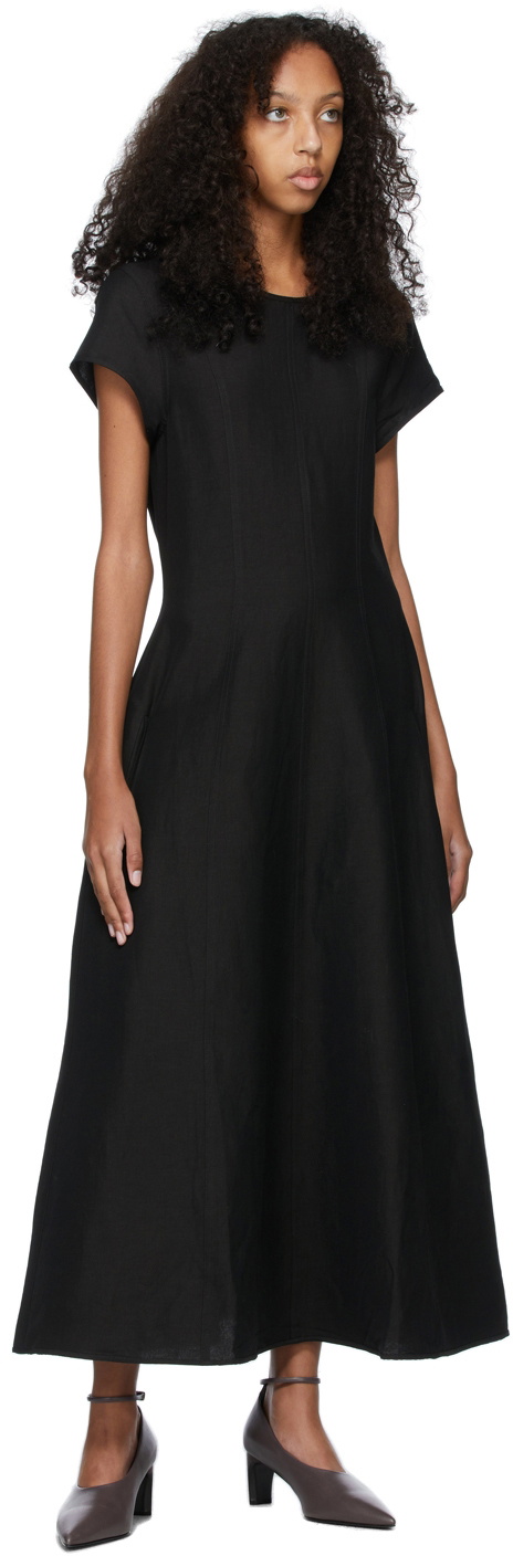 Totme Black Stretch Linen Dress Toteme