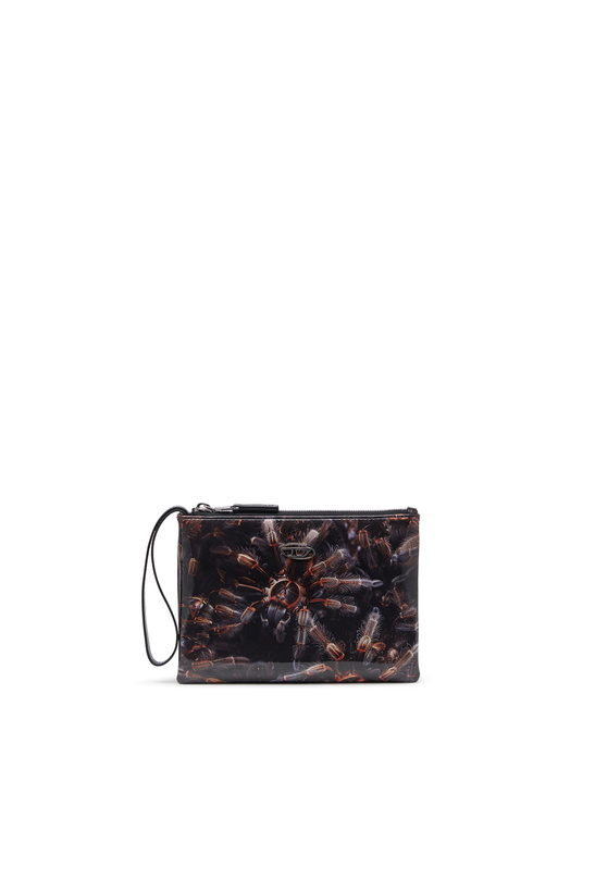 Photo: Diesel Pouch in printed glossy PU - Small Wallets Womens in Black