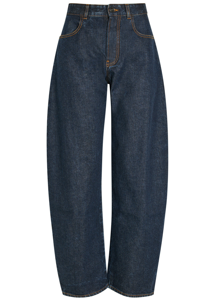 Alaïa Low Round Barrel-leg Denim Jeans