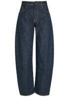 Alaïa Low Round Barrel-leg Denim Jeans