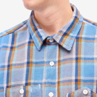 Engineered Garments Men's Work Shirt in Blue Heavy Plaid