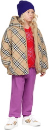 Burberry Kids Beige Check Reversible Down Jacket