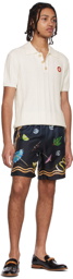 Casablanca Black & Navy Silk Shorts