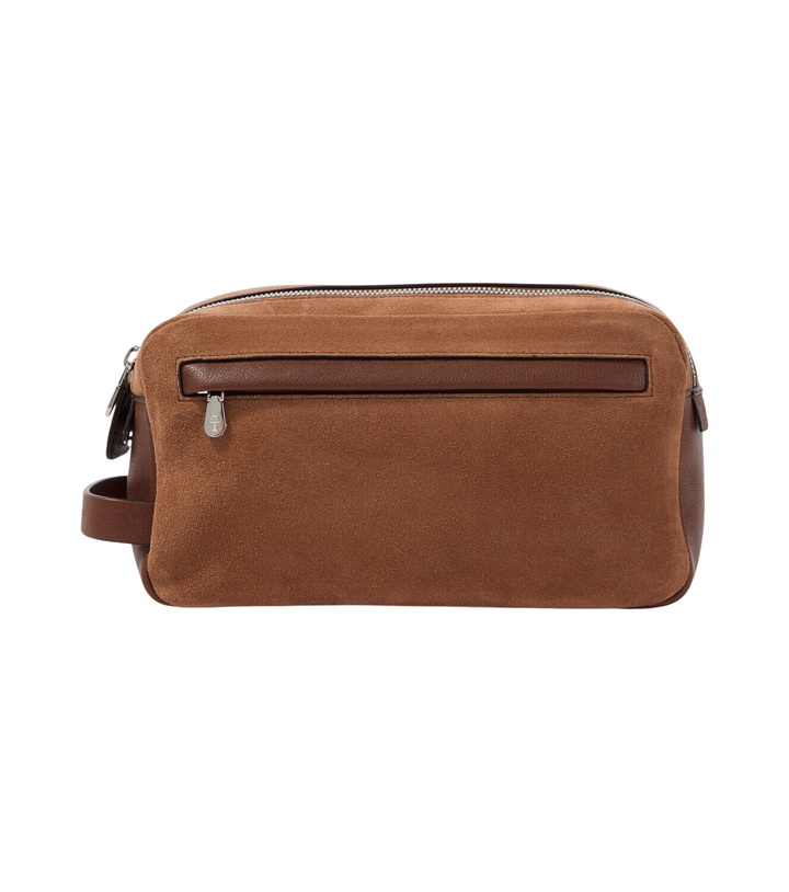 Photo: Brunello Cucinelli Leather-trimmed suede toiletry bag