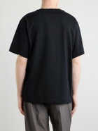 Burberry - Logo-Embroidered Checked Cotton-Jersey T-Shirt - Black