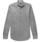 Thom Sweeney - Venus Cutaway-Collar Herringbone Cotton-Flannel Shirt - Men - Gray