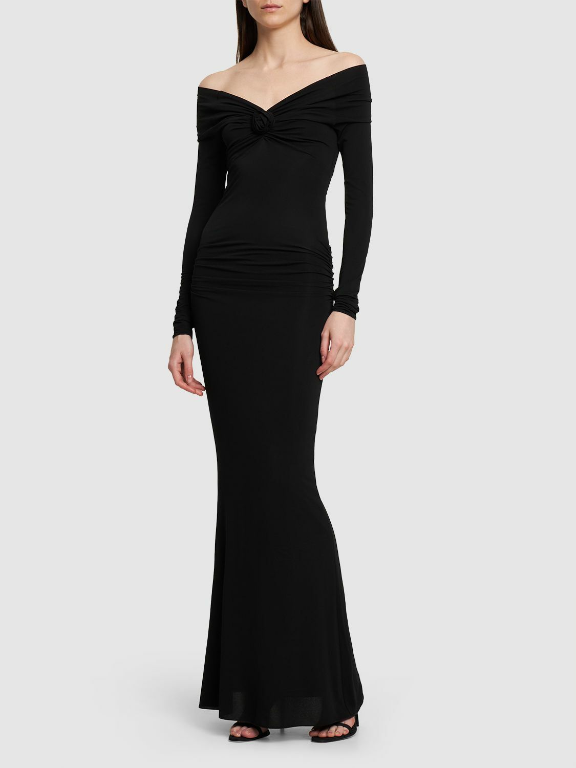 BLUMARINE - Jersey Off-the-shoulder Long Dress Blumarine