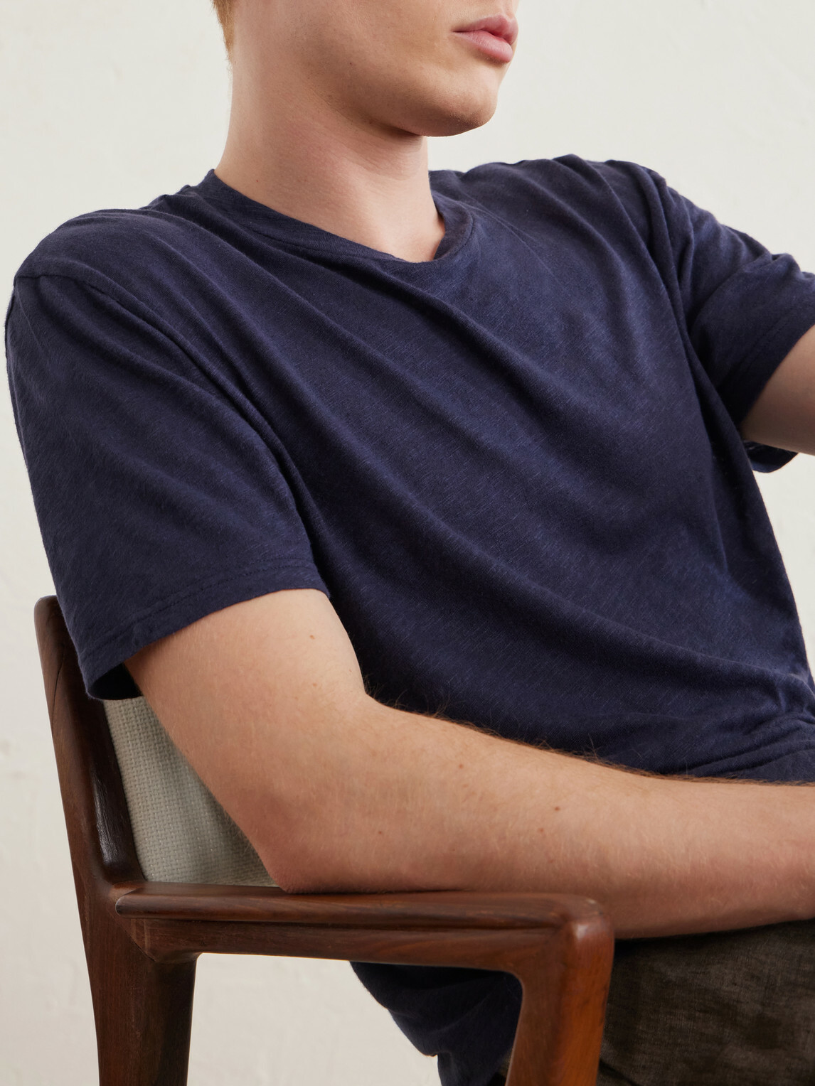 Sunspel - Cotton and Linen-Blend T-Shirt - Blue