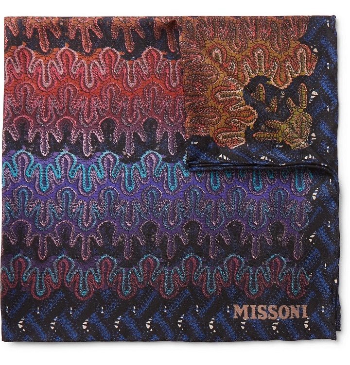 Photo: Missoni - Printed Silk-Twill Pocket Square - Blue