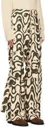 Dries Van Noten Beige & Green Loose Strap Trousers